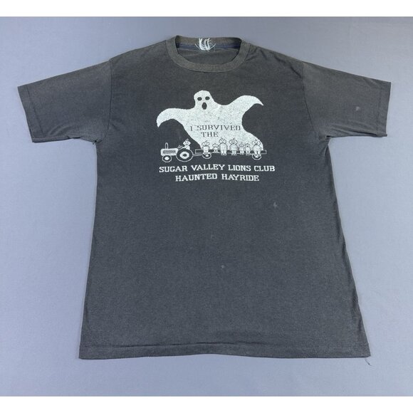 Rare Vintage 90s I Survived The Sugar Valley Lions Club Haunted Hayride Faded - Picture 1 of 9